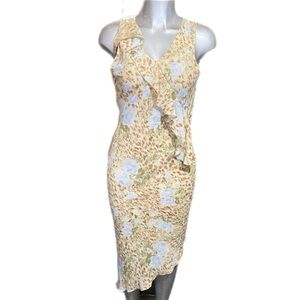 Barcellini Y2K Fairy Floral Ruffle V-Neck Dress Asymmetrical Whimsical Size 10